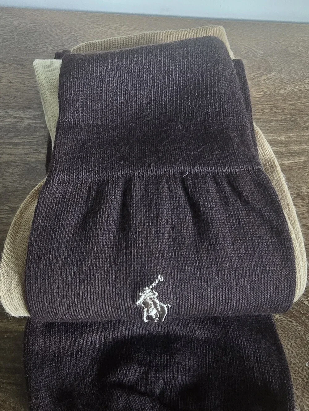 3 Pairs Polo Ralph Lauren Socks Men 10-13 Multicolor Dress Crew Brown Tan